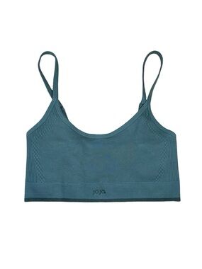 Joja Green Ribbed Spaghetti Strap Athletic Crop Top Nylon Spandex NWOT